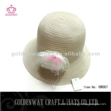 Ivory en gros chapeaux de paille avec fleur GW067